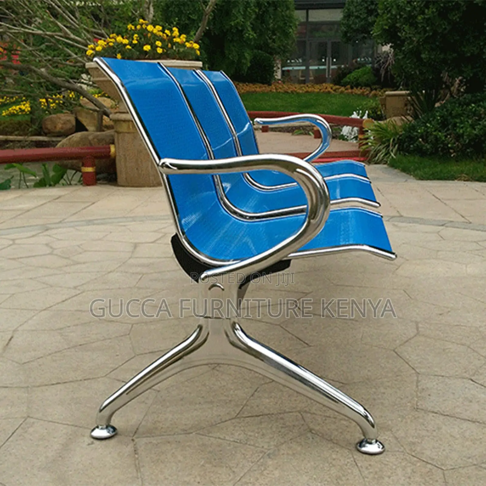 Benches:3-Seater Metallic Hospital Lobby Waiting Bench