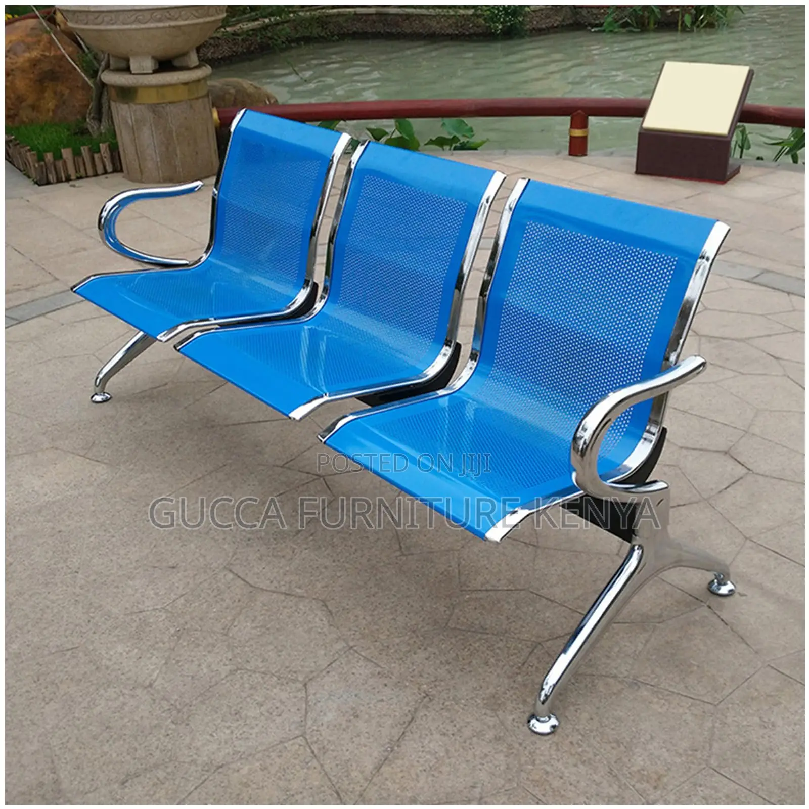 Benches:3-Seater Metallic Hospital Lobby Waiting Bench