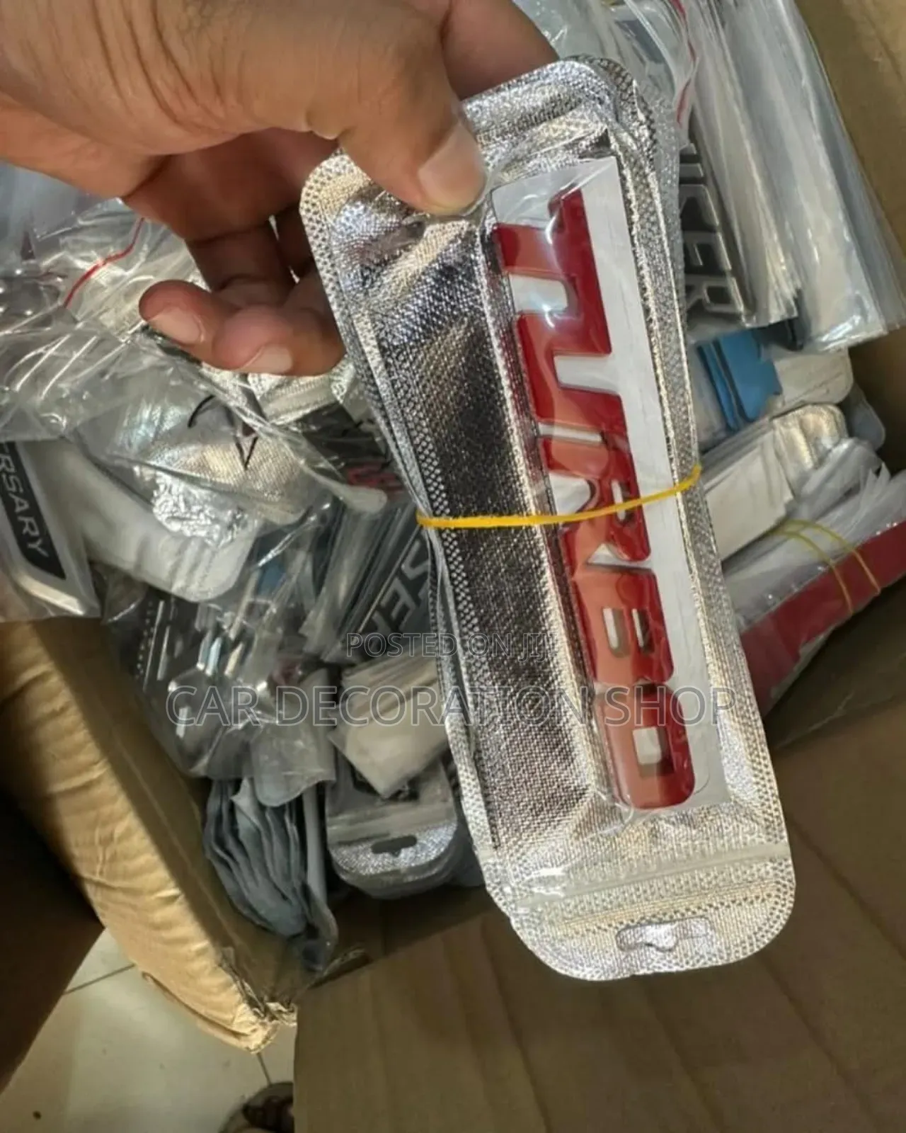 Red TURBO Decal Letter Badge