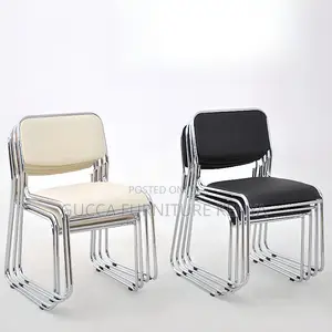 Office Chairs: Midnight Black Steel Mid-Back Chrome Chair