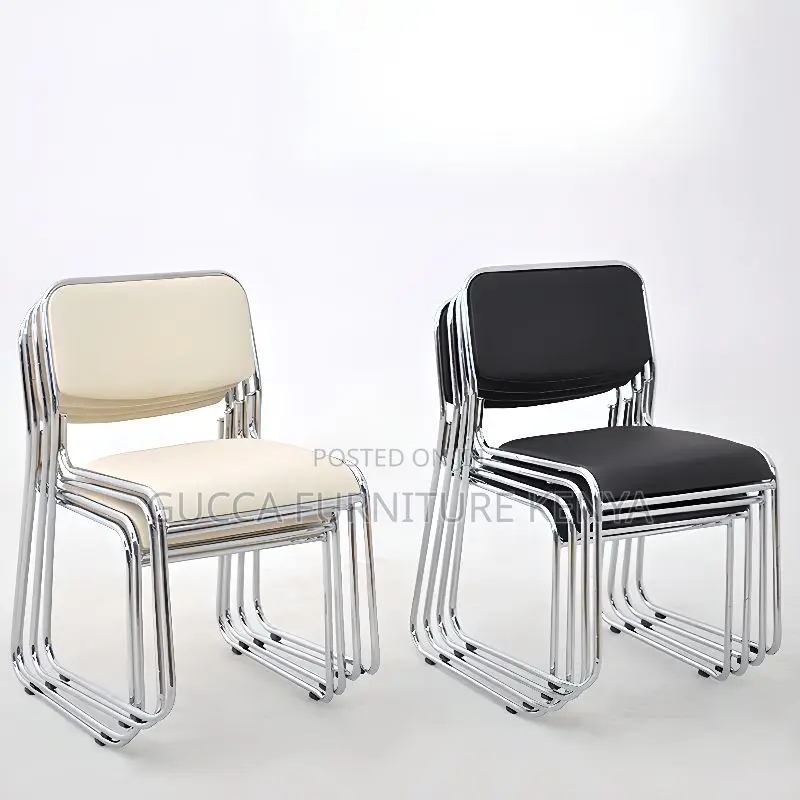 Office Chairs: Midnight Black Steel Mid-Back Chrome Chair