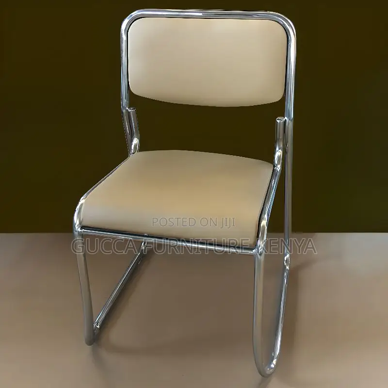 Office Chairs: Midnight Black Steel Mid-Back Chrome Chair
