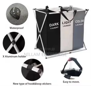 3 In 1 Foldable Laundry Basket With Aluminium Frame