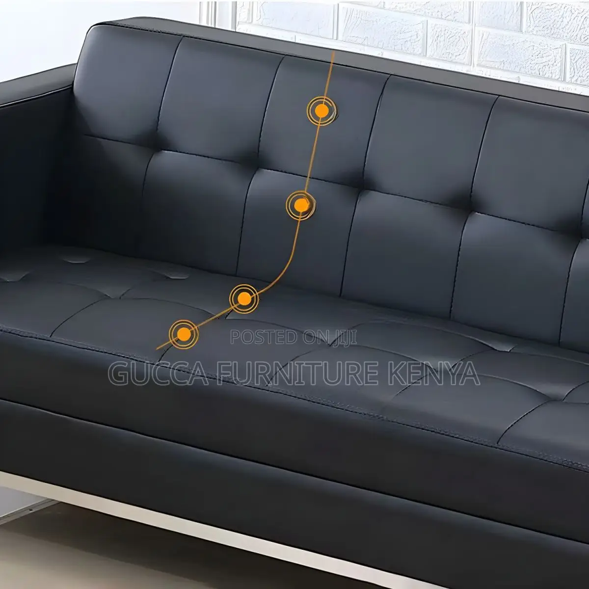Sofas: Faux Leather Ergonomic 3 Piece Set Sofa