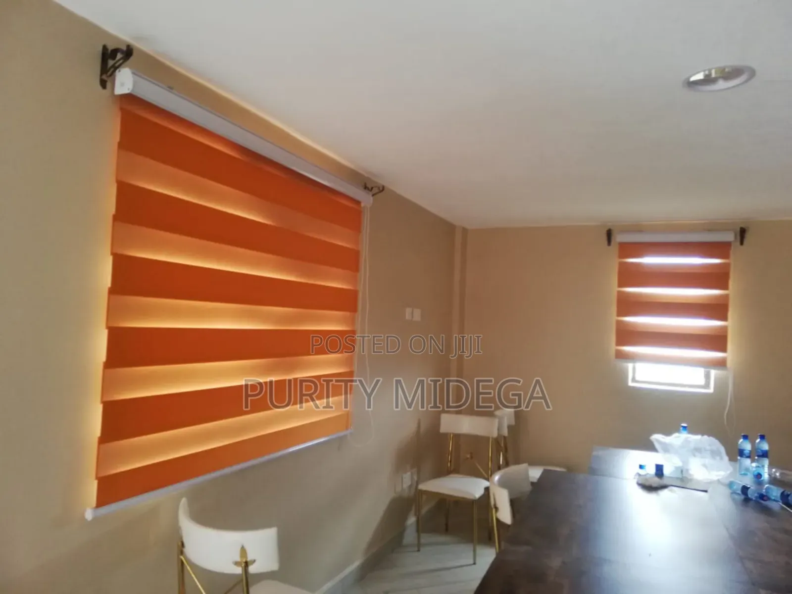 Orange Sheer/Zebra Roller Blinds