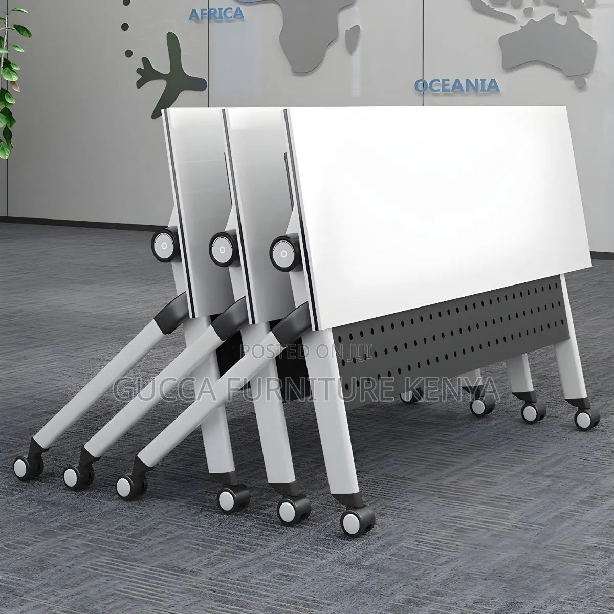 Office Tables:1.2 Meters Modern Foldable Table With Wheels