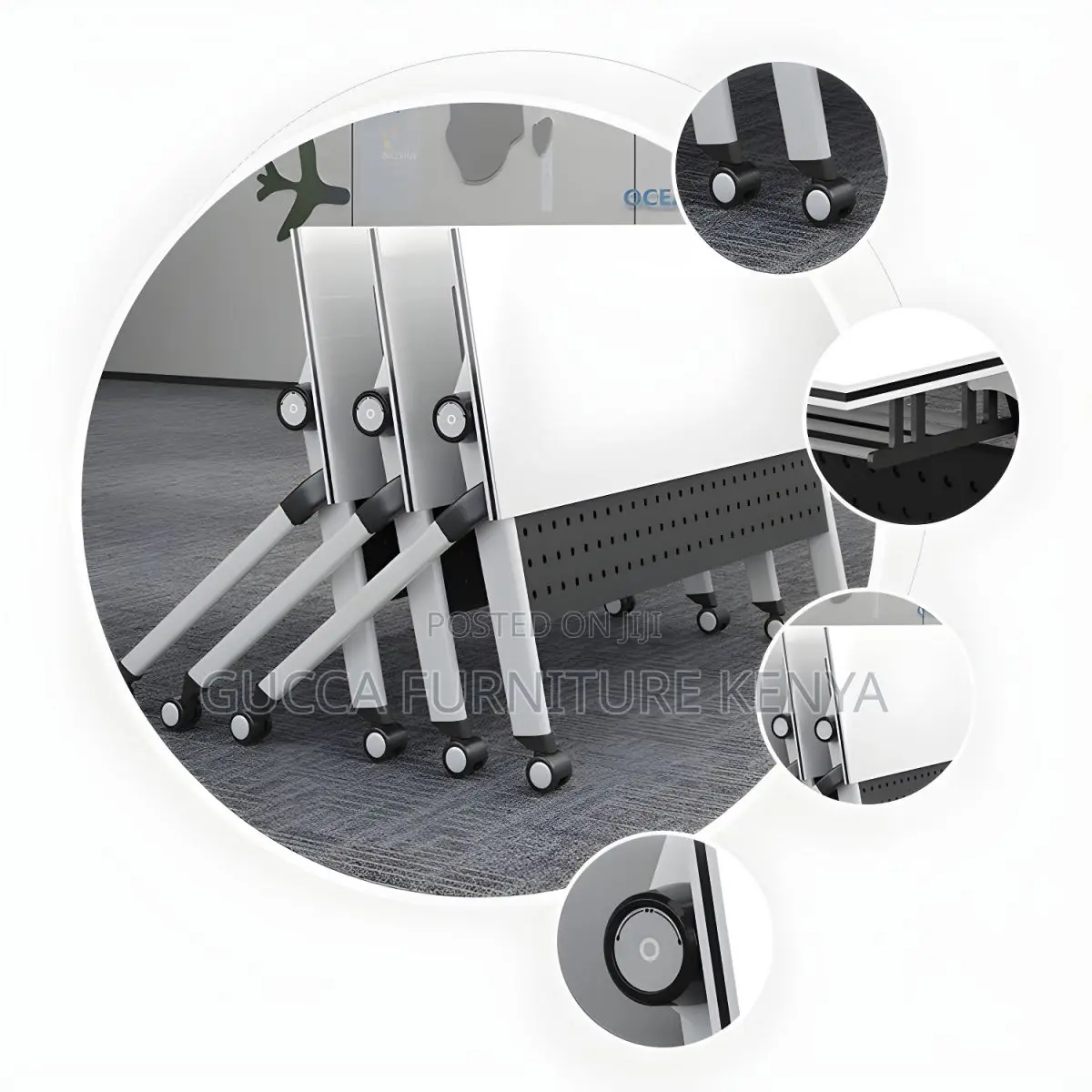 Office Tables:1.2 Meters Modern Foldable Table With Wheels