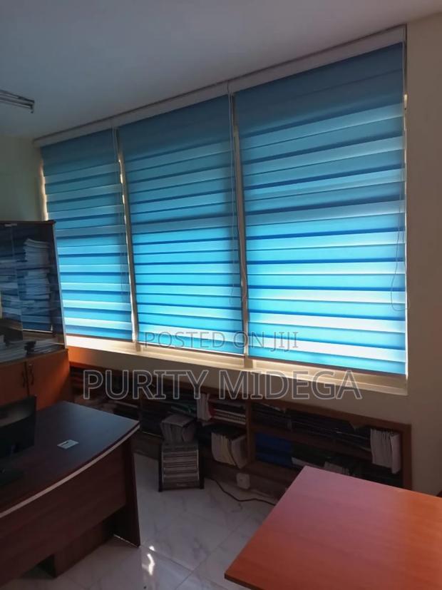 Customized Blue Sheer Roller Blinds - main view