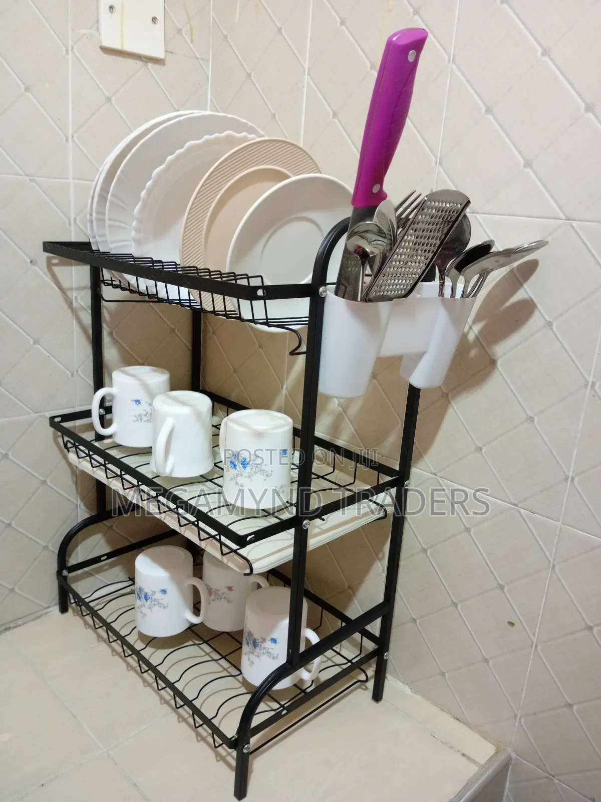 Dish Racks 3layer/Metallic Dish Drainer Black