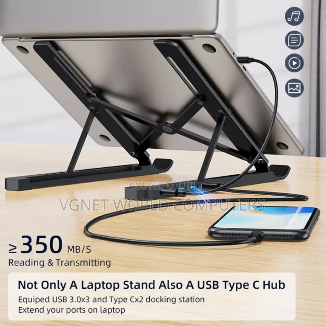Adjustable Foldable Portable Laptop Stand With Ports