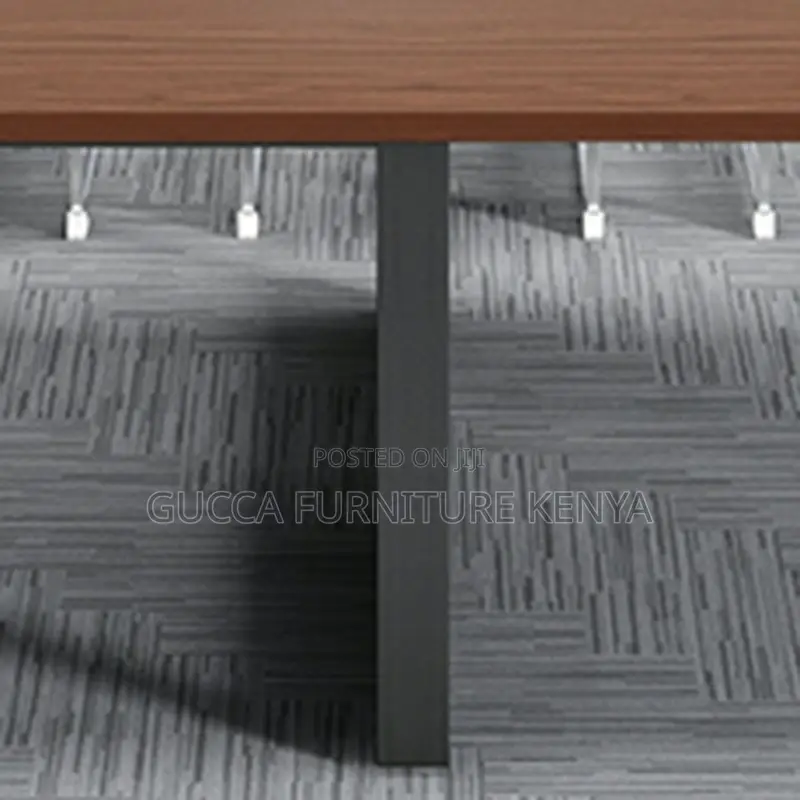 Office Tables:2400mm Sturdy Black Iron Base Boardroom Table