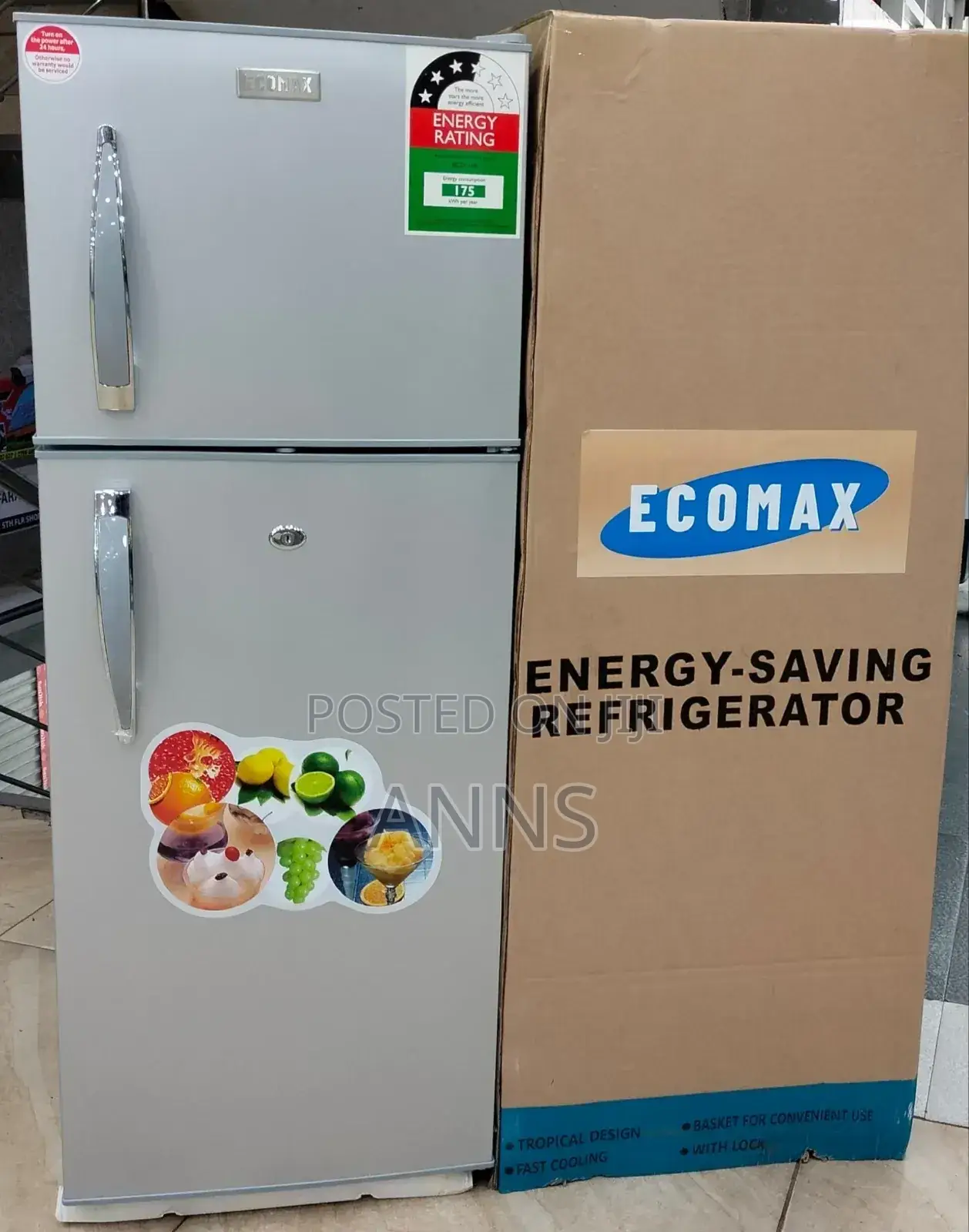 Ecomax 138litres Silver With Handle Double Door Fridge