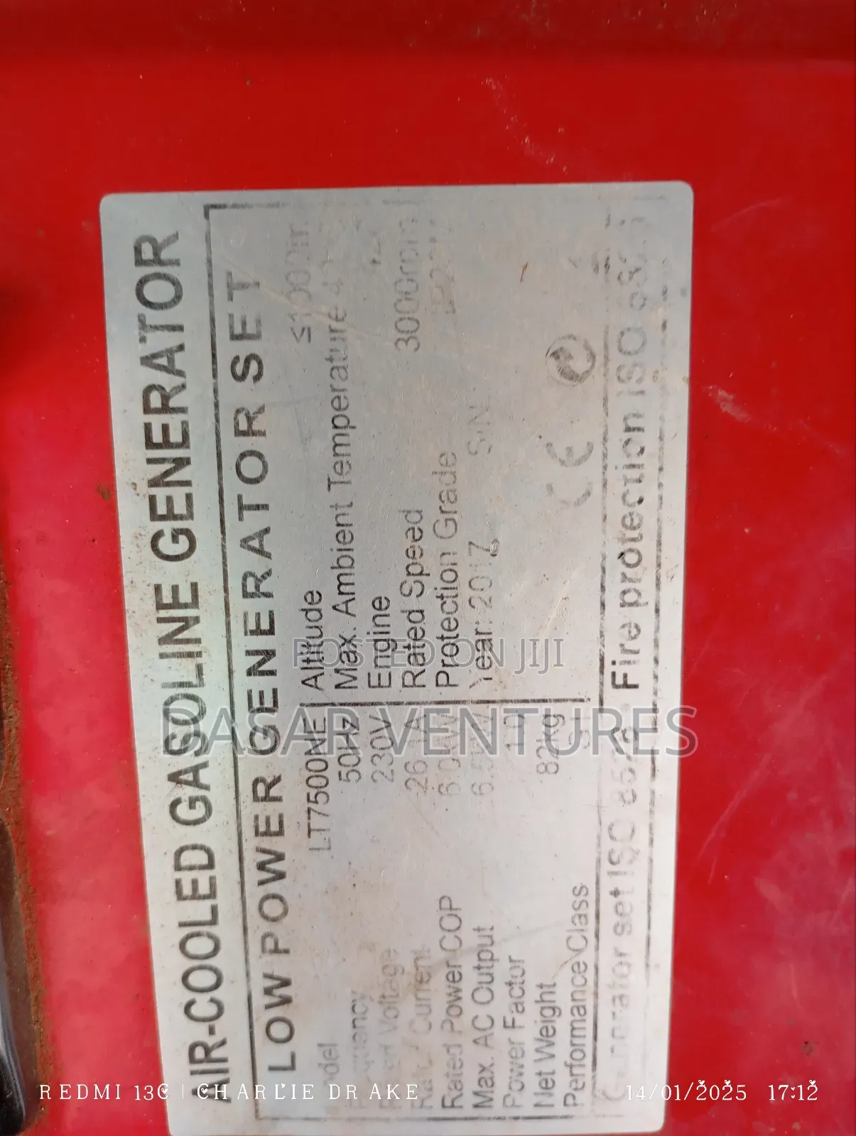Generator Hire 6.5kva Aico