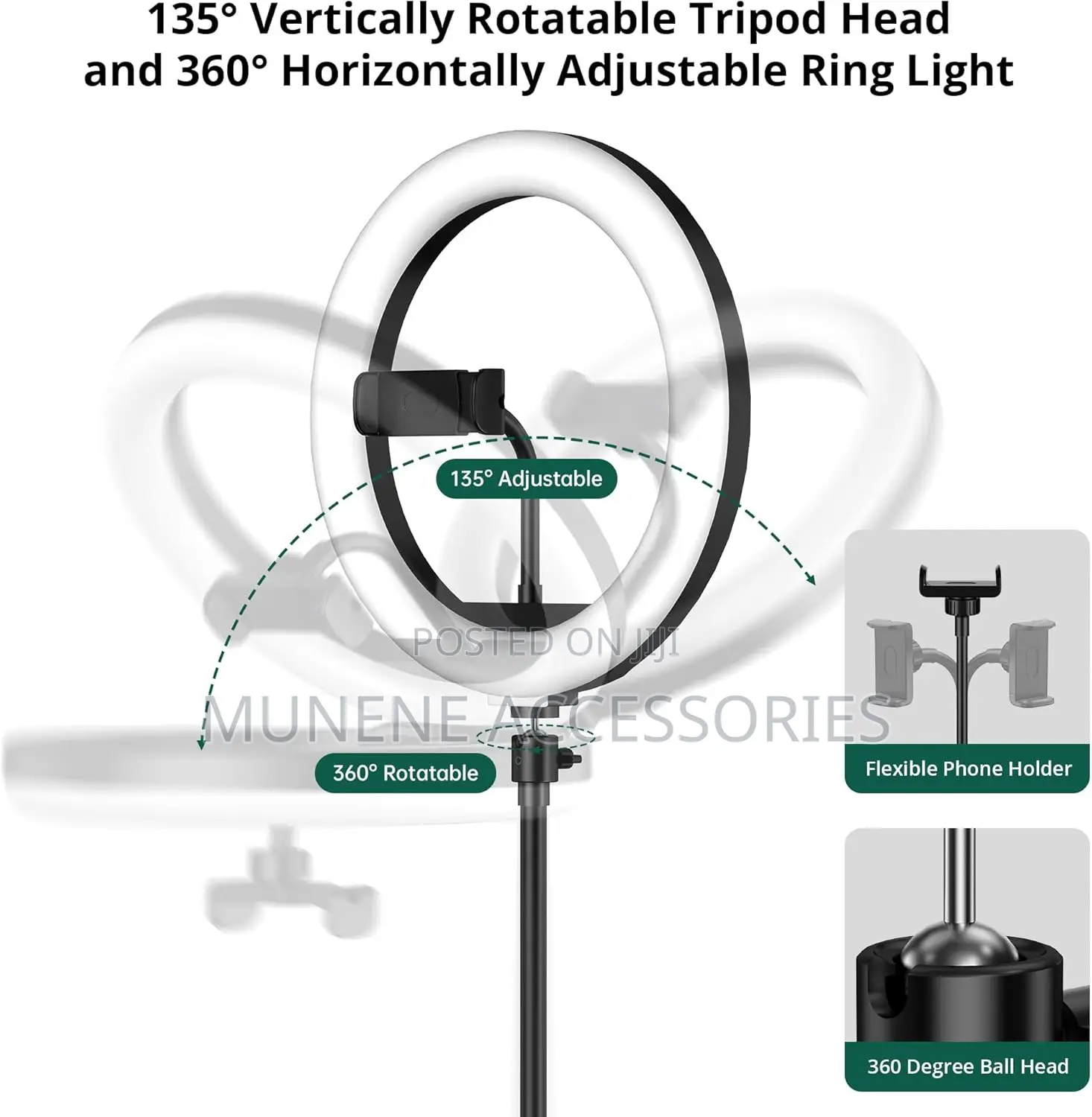 10" Selfie Ring Light With 2.1m Tripod Stand Phone Holder