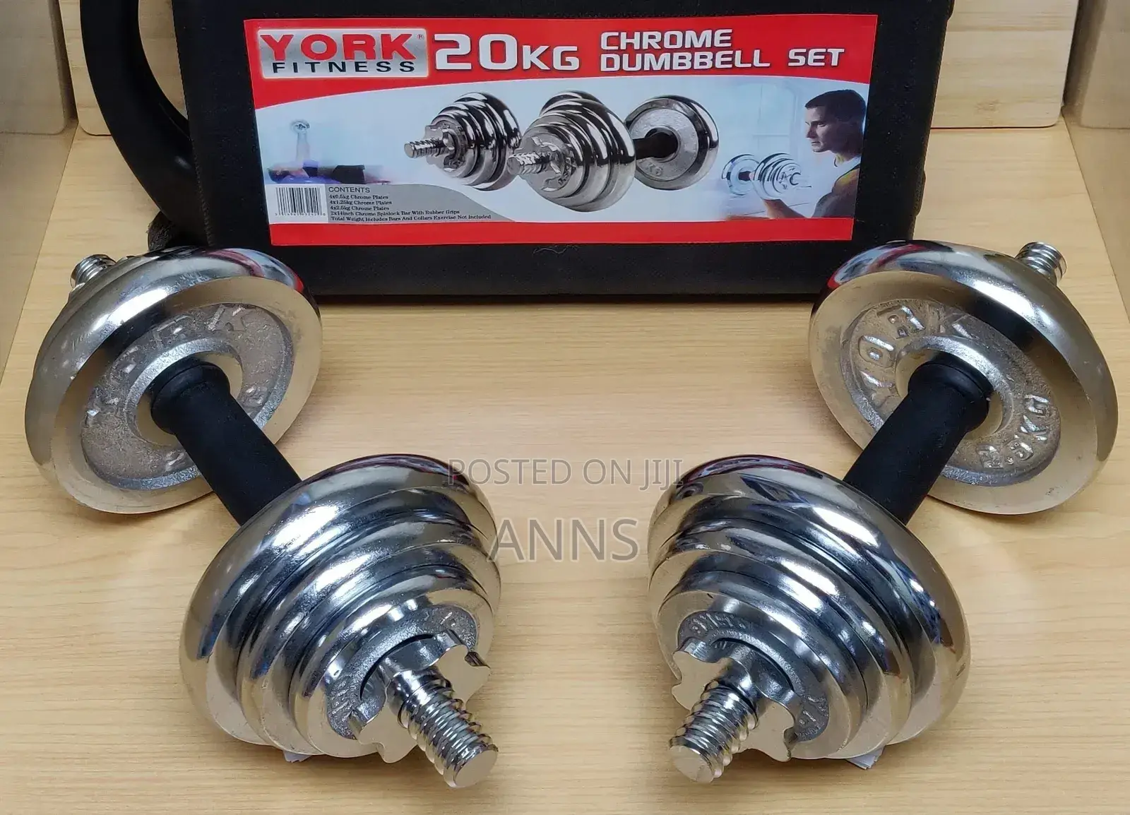 Chrome Silver 20kgs Adjustable Dumbells