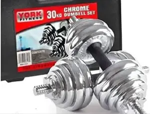 Chrome 30kgs Silver Adjustable Dumbells