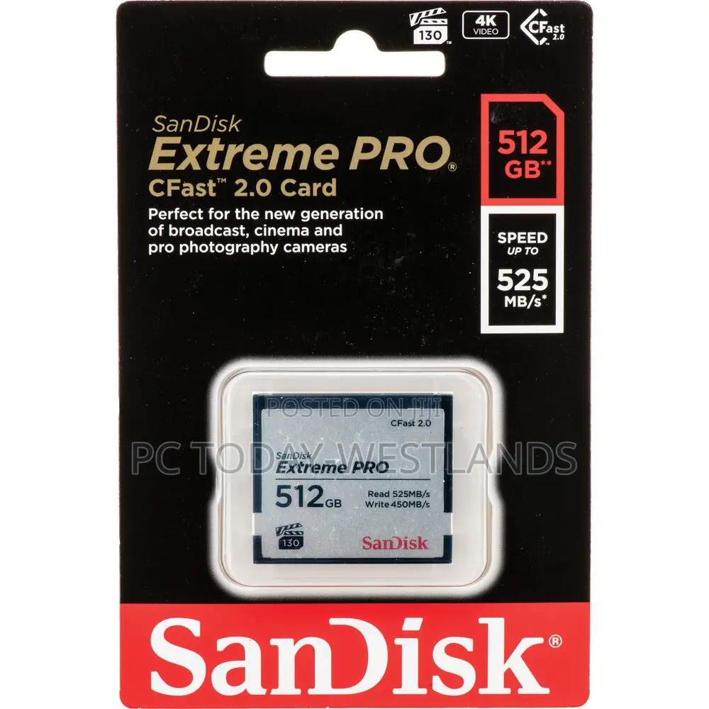 Sandisk 512gb Extreme Pro 525mb/S Cfast 2.0 SDCFSP-512g-G46d