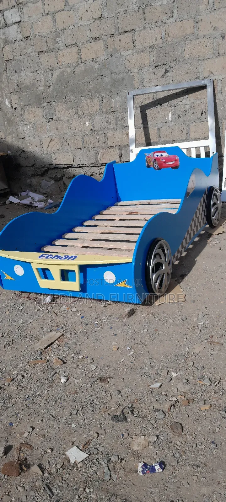 Car Bed for Kids With Blue Headlights