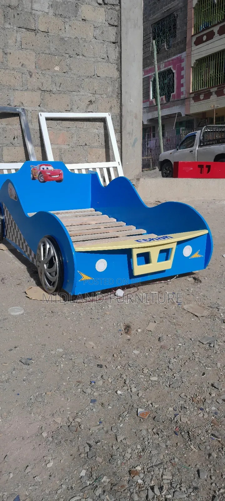 Car Bed for Kids With Blue Headlights