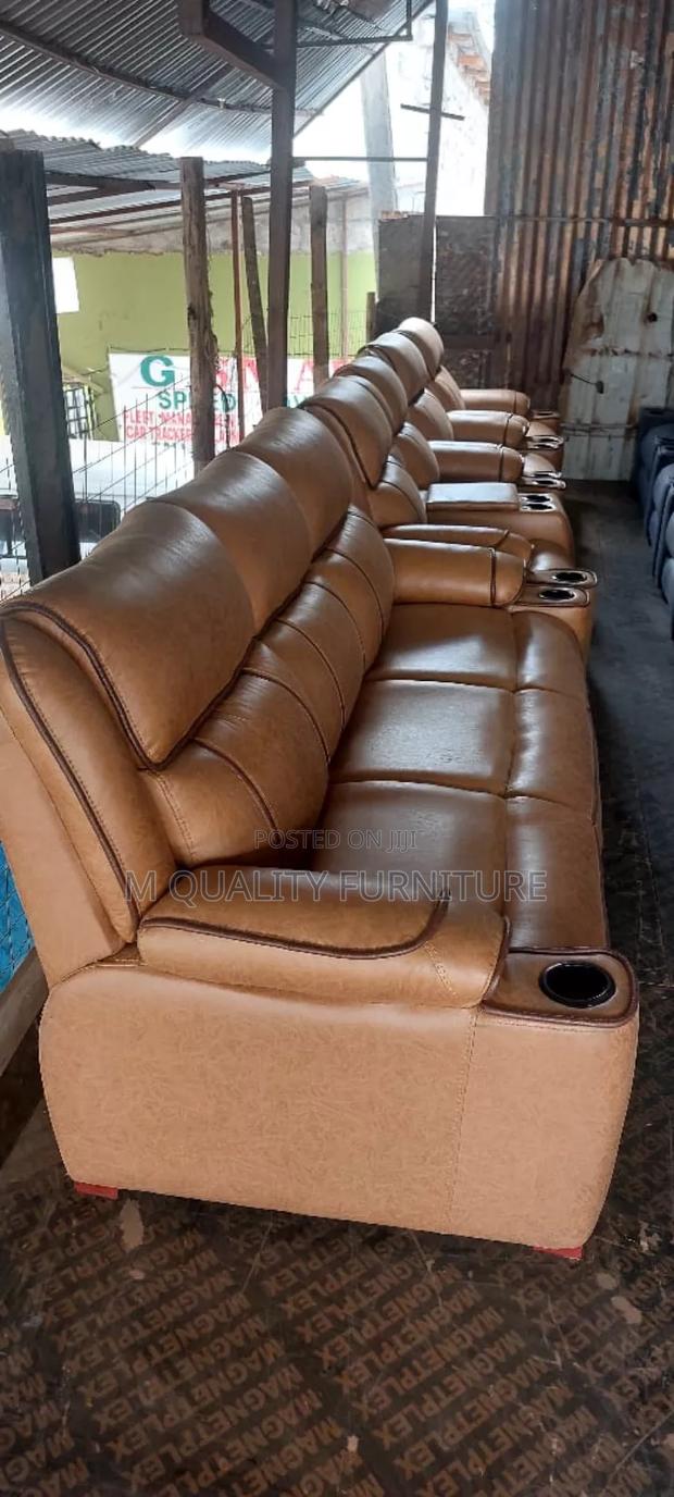 Brown 7 Seater Semi Recliner Couch