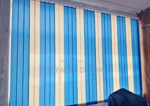 White and Blue Vertical Window Curtain Blinds