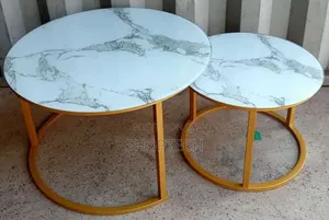 Marble Nesting White Coffee Table (Glass Effect)
