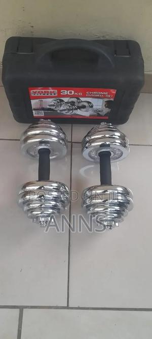 Chrome 30kgs Dumbells With Silver Plates - thumbnail 2