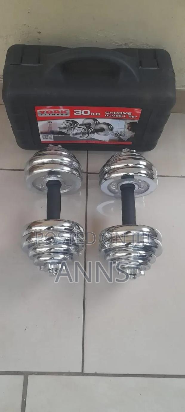 Chrome 30kgs Dumbells With Silver Plates