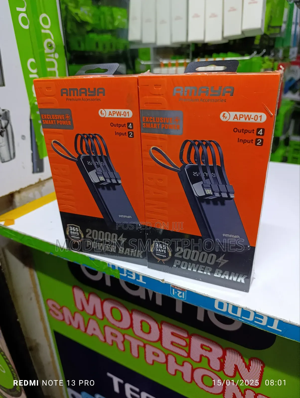 AMAYA APW O1 20000mah With Inbuilt Cables Powerbank
