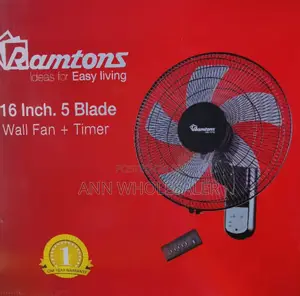 Black Ramtons 16 Inches Wall Fan 5 Blades With Remote RM/RF