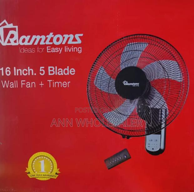 Black Ramtons 16 Inches Wall Fan 5 Blades With Remote RM/RF - main view