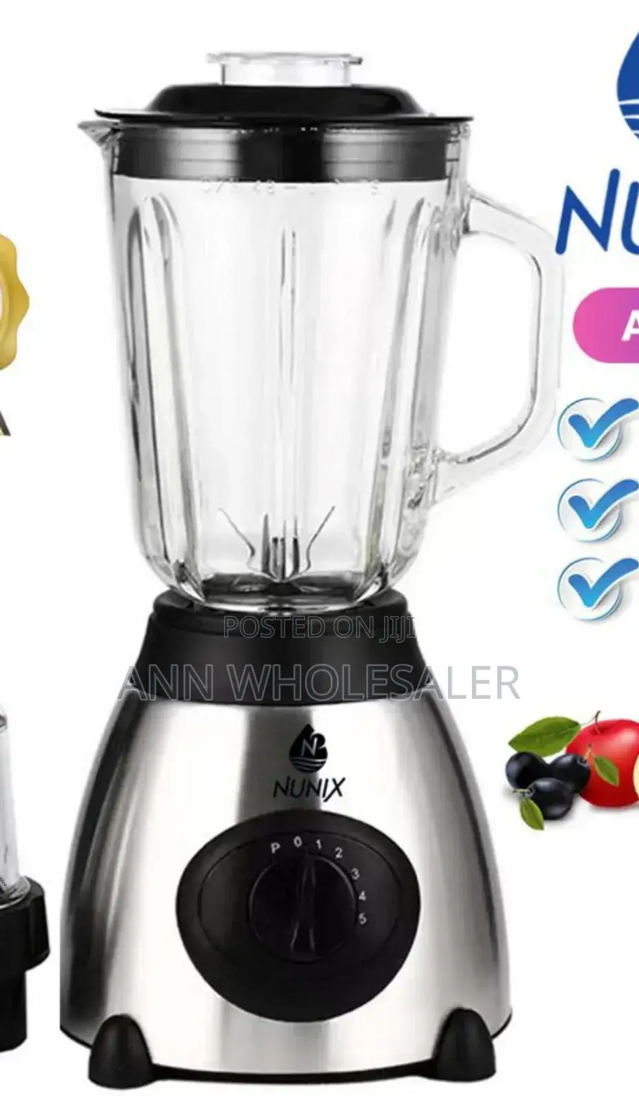Nunix AK-500 Powerful 2 in 1 Blender With Glass Jar- 1.5L NB