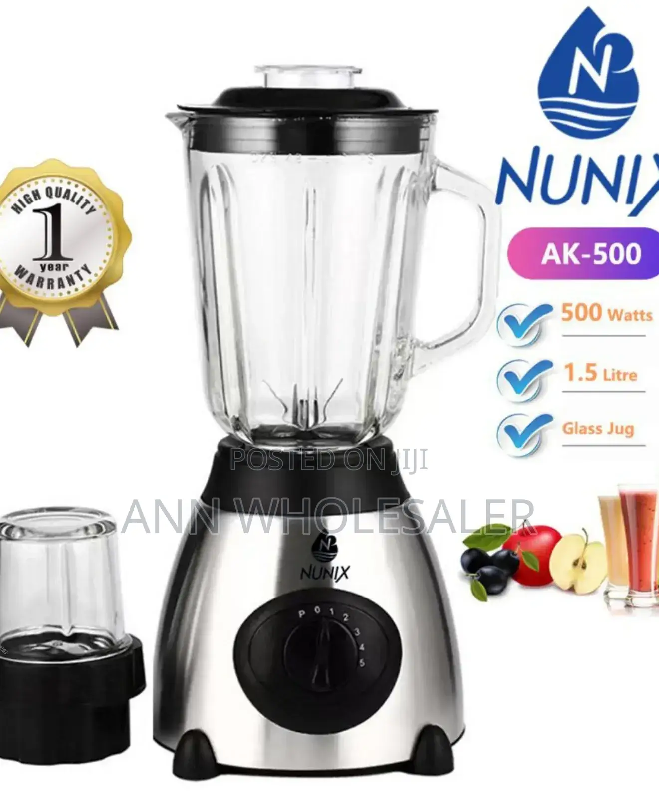 Nunix AK-500 Powerful 2 in 1 Blender 1.5L NB