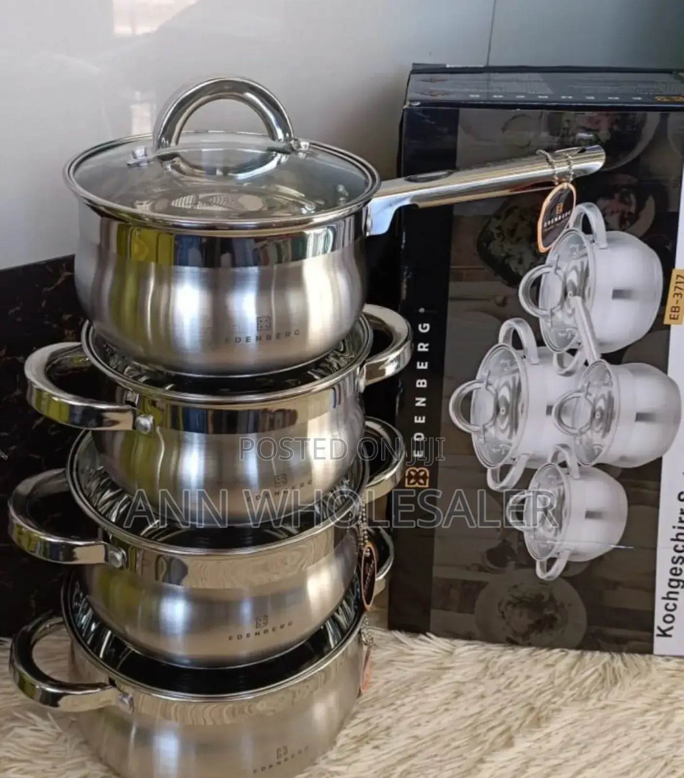 8 Pieces Edenburg EB-3717 Stainless Cookware Set ES/T