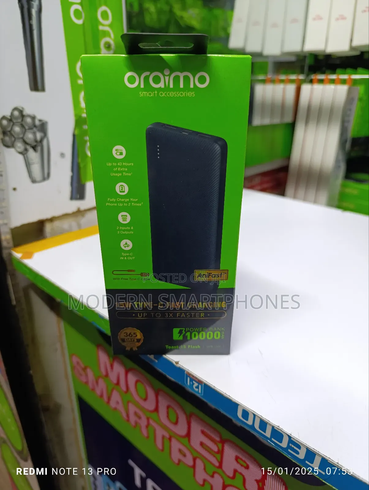 Oraimo Toast 15, Flash 10000mah, Fast Charging Power Bank
