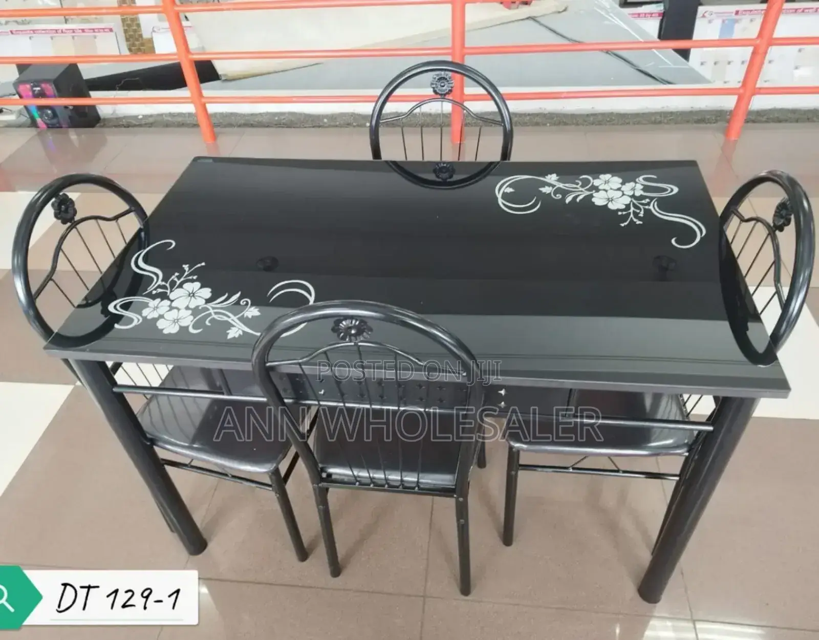 Executive Black 4 Sitter Dinning Table Set EC/4S