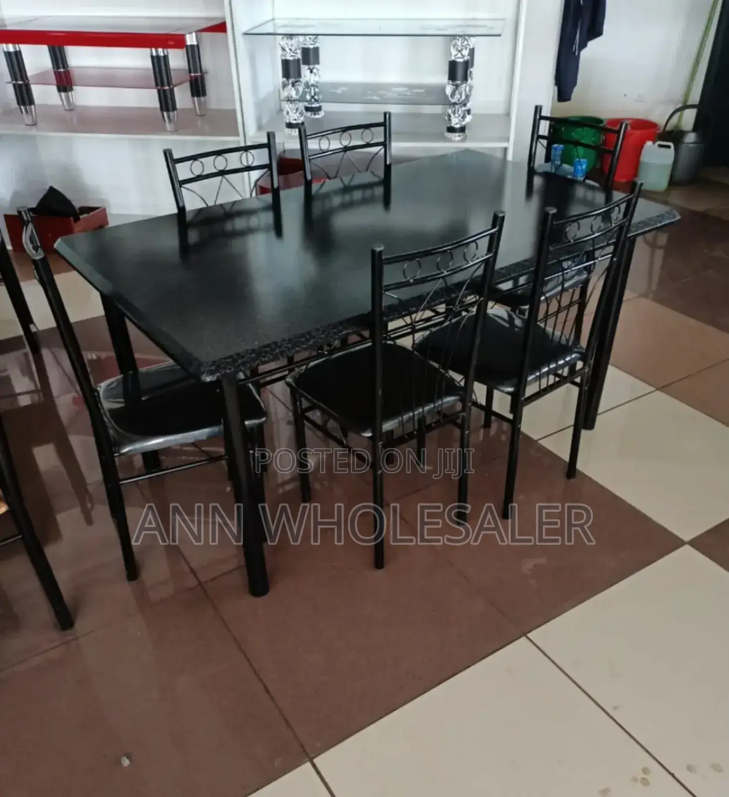 Executive Black 6 Sitter Dinning Table Set EC/6S
