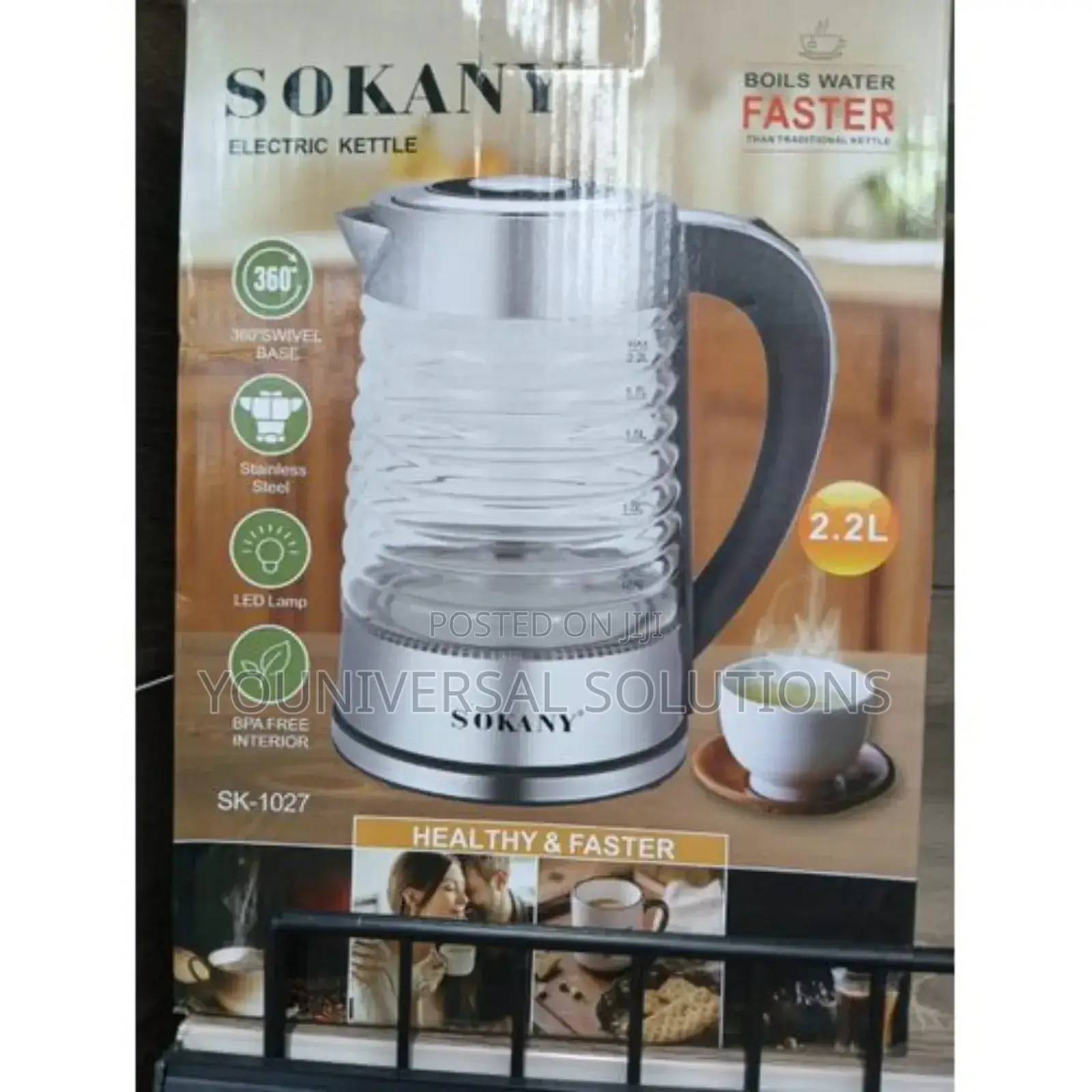 Sokany Electric Glass Kettle 2.2l