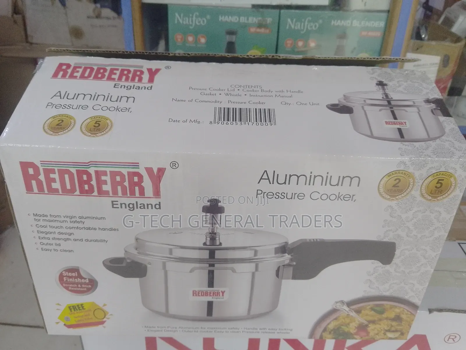 Redberry Single Handle Heavy Duty Pressure Cooker-5l