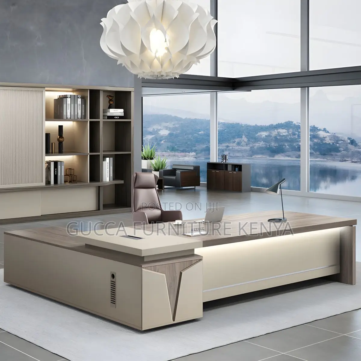 Office Tables:1.8 Meters Modern Grey L-Shaped Office Desk