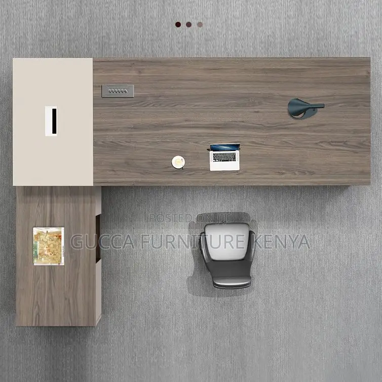 Office Tables:1.8 Meters Modern Grey L-Shaped Office Desk