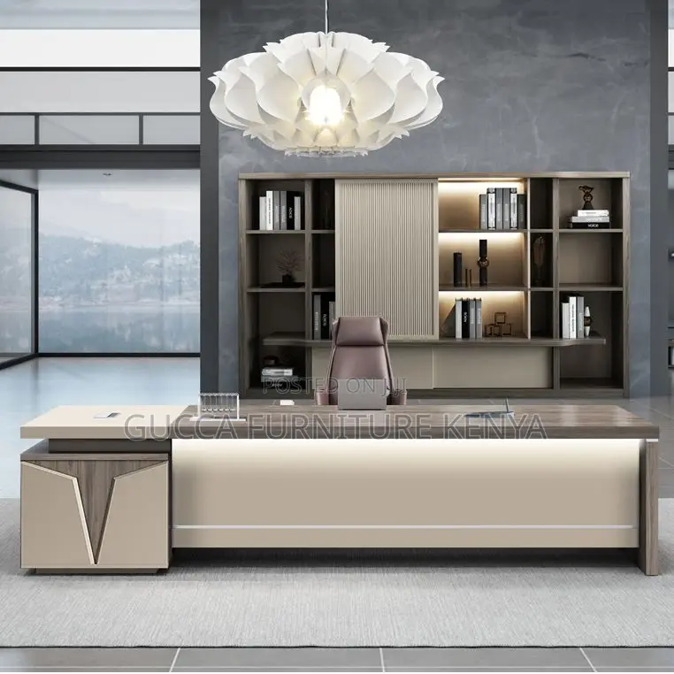 Office Tables:1.8 Meters Modern Grey L-Shaped Office Desk
