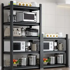 5-Tier Bookshelf; Simple Black Metal Vertical Storage Rack