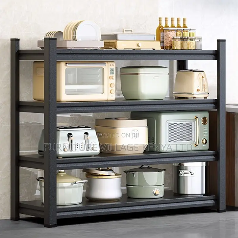 5-Tier Bookshelf; Simple Black Metal Vertical Storage Rack