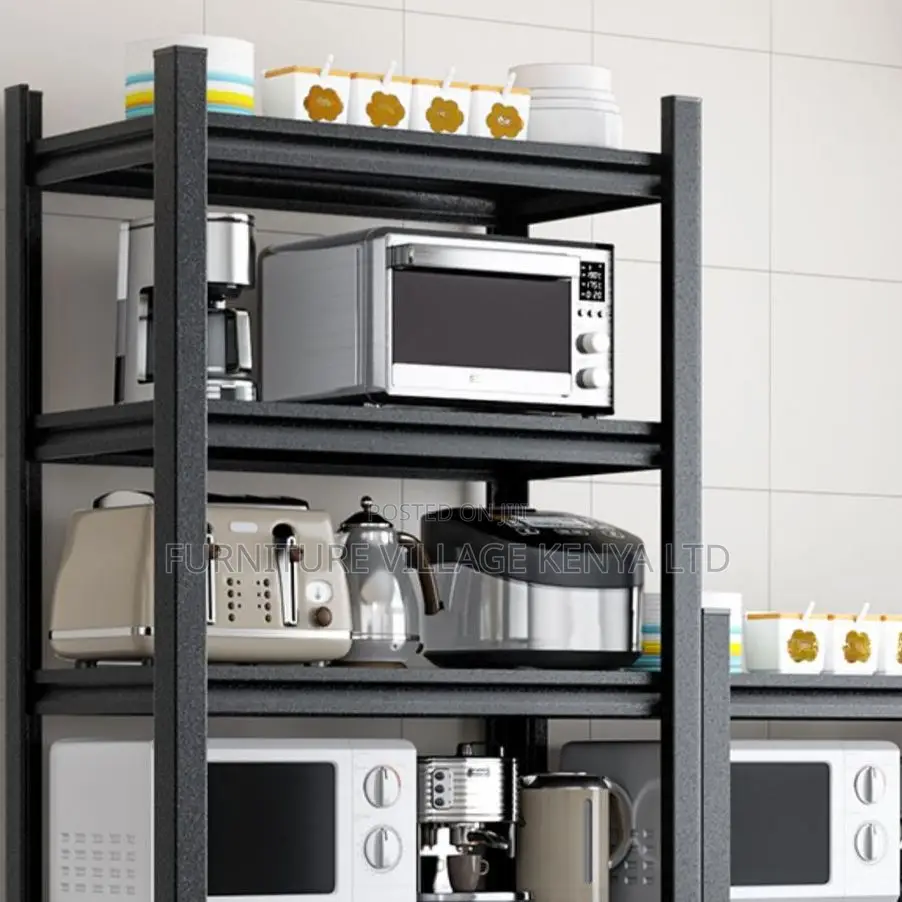 5-Tier Bookshelf; Simple Black Metal Vertical Storage Rack