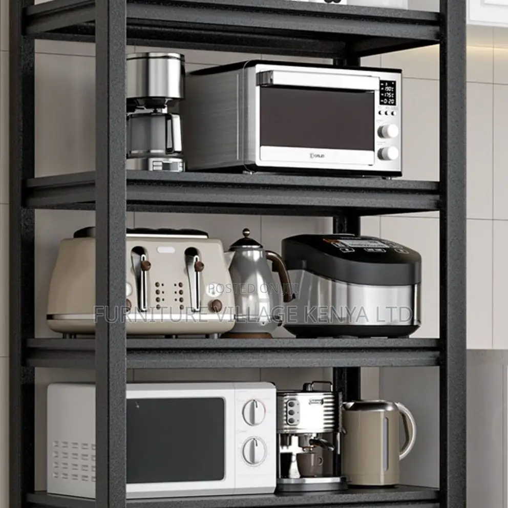 5-Tier Bookshelf; Simple Black Metal Vertical Storage Rack