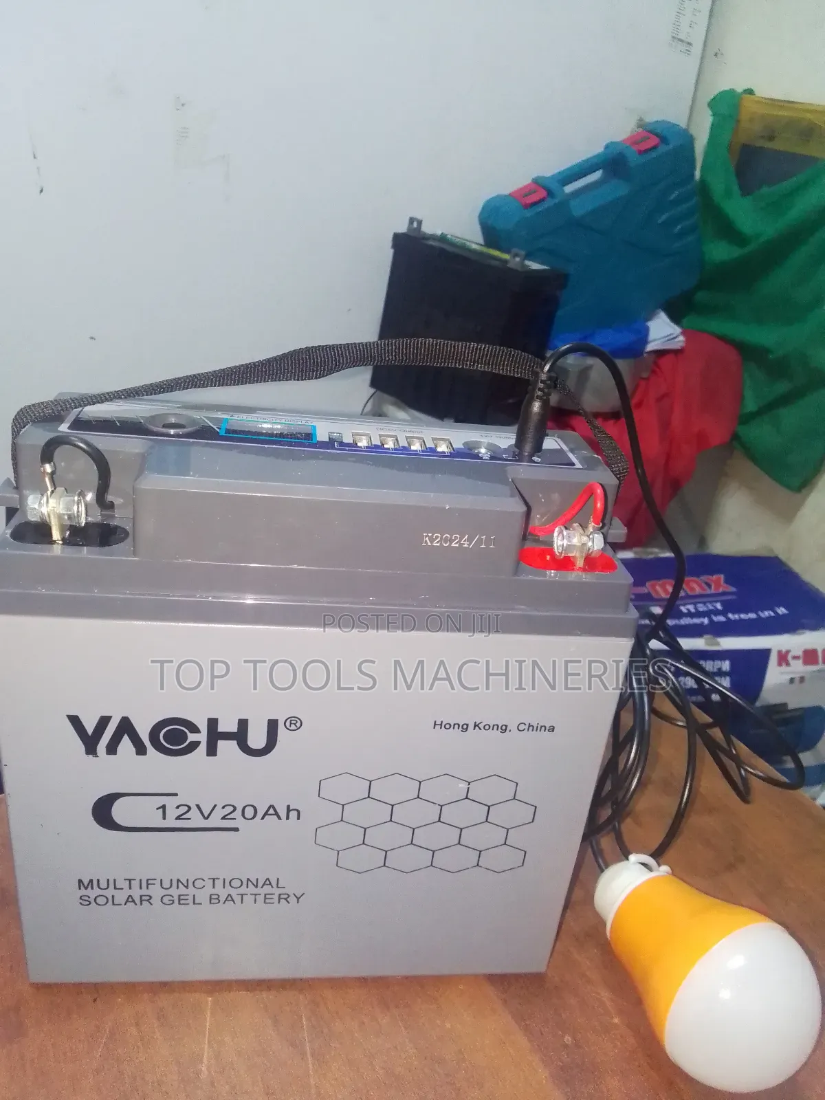 Yochu 20ah 12v Battery With Bulb Ports and Usb Installed.
