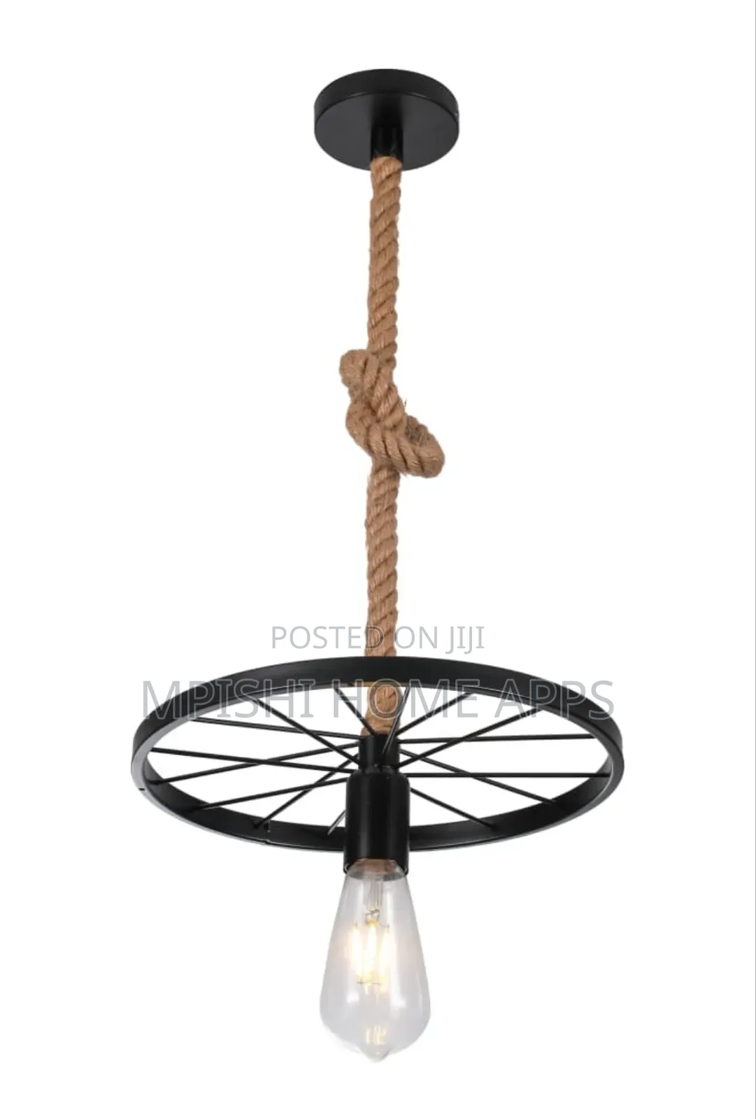 Wheel Hemp Rope Pendant Light