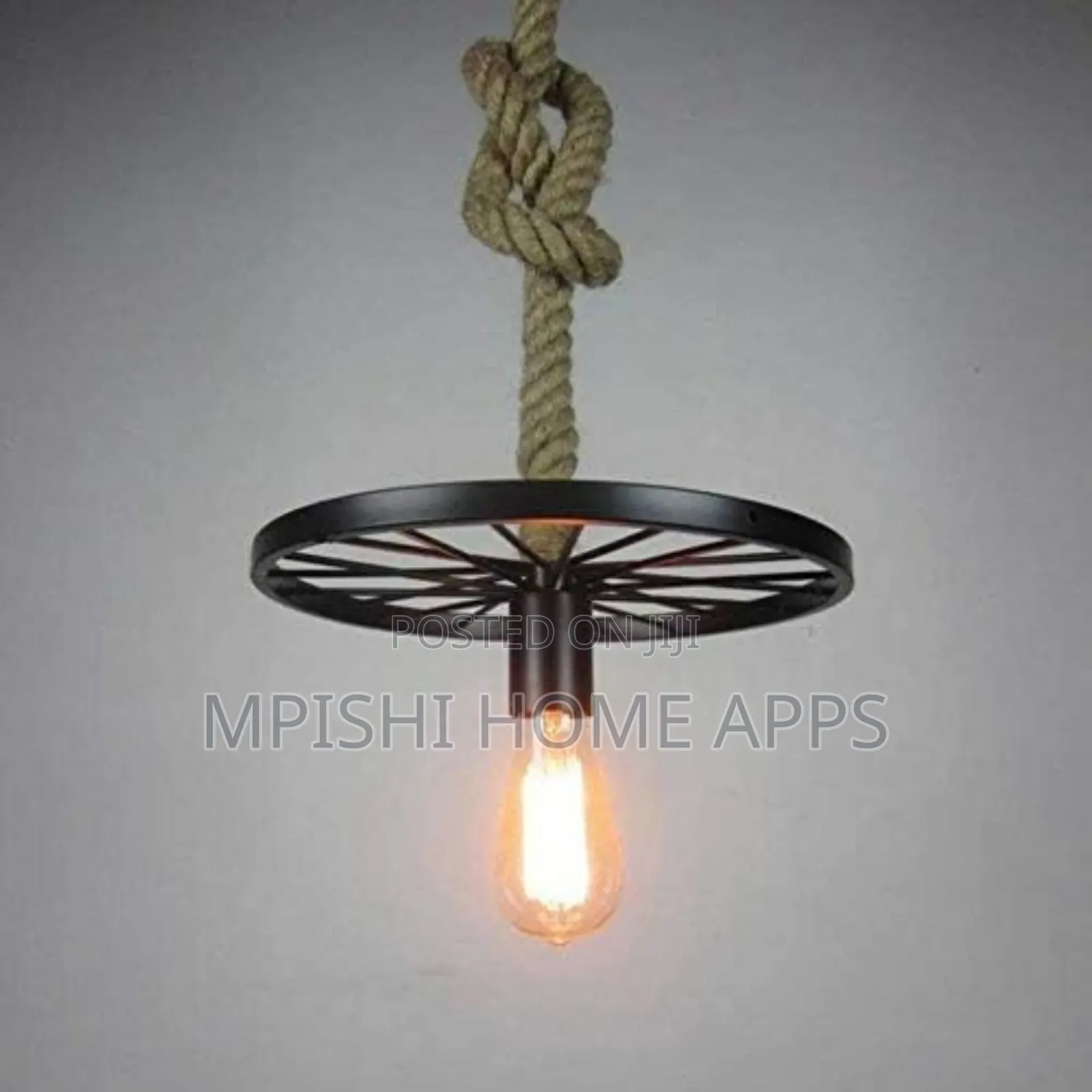 Wheel Hemp Rope Pendant Light