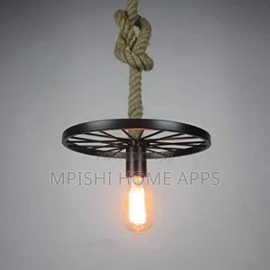 Wheel Hemp Rope Pendant Light